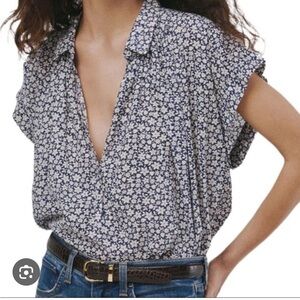 NILI LOTAN Normandy Blouse in Blue & White Floral (NEW w/o Tags)